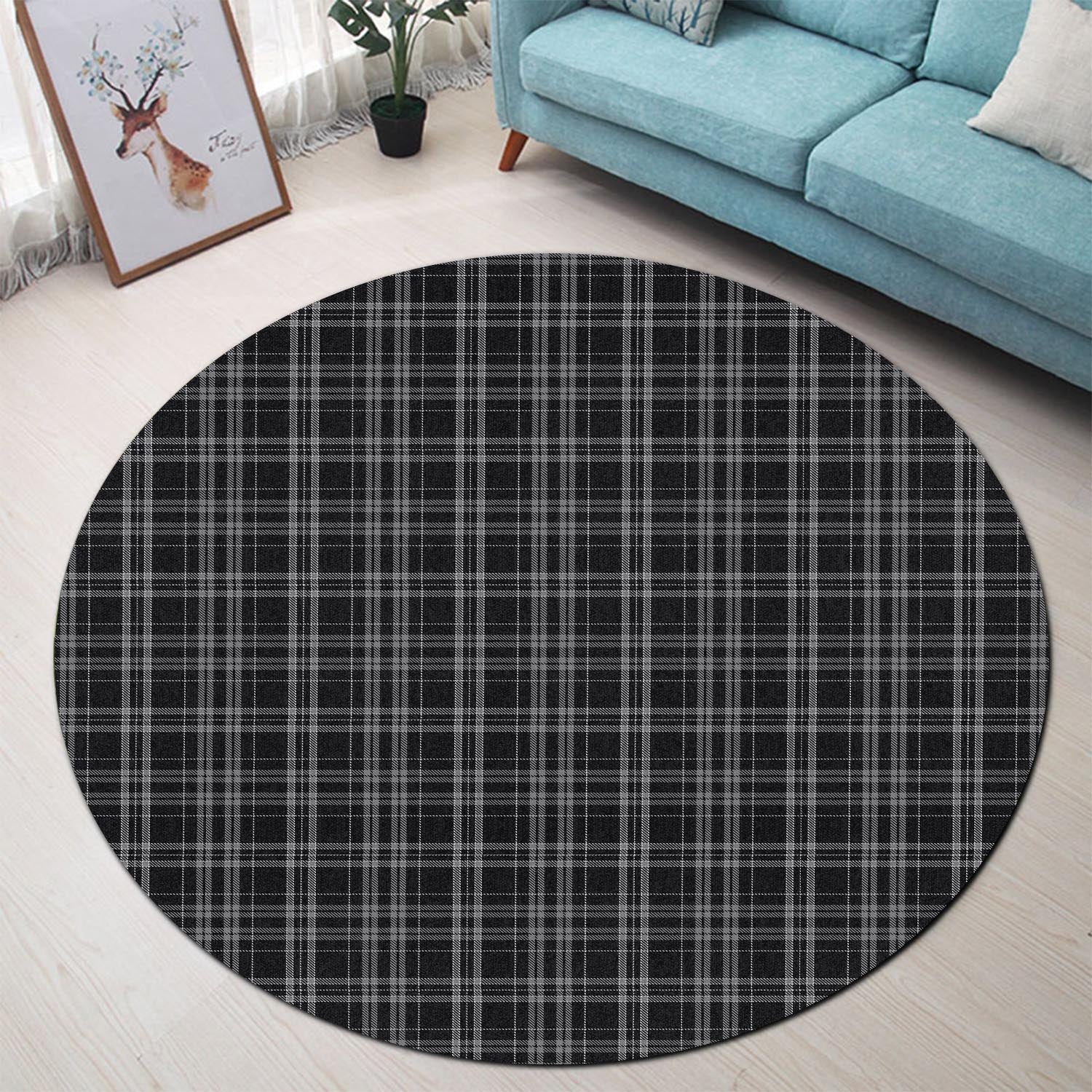 Clergy Grey Tartan Round Rug - Tartanvibesclothing