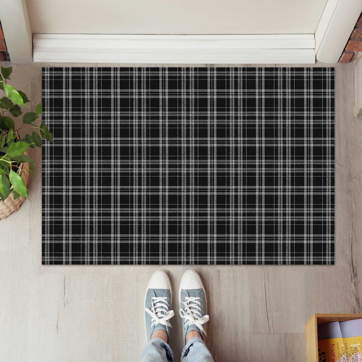 Clergy Grey Tartan Door Mat - Tartanvibesclothing