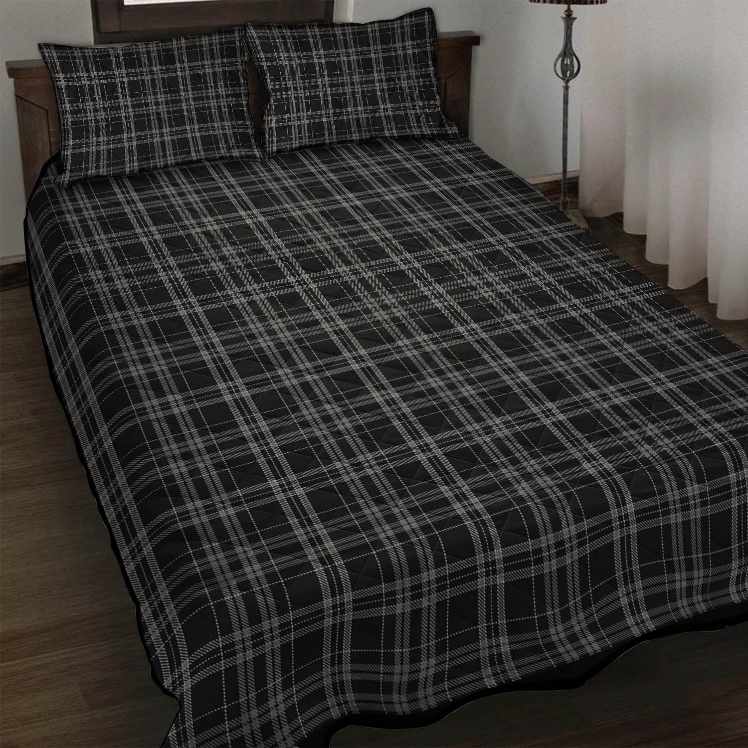 Clergy Grey Tartan Quilt Bed Set - Tartan Vibes Clothing