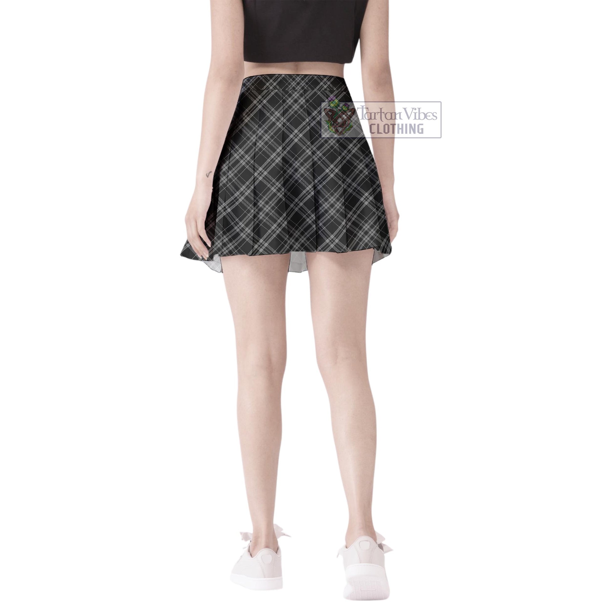 Tartan Vibes Clothing Clergy Grey Tartan Women's Plated Mini Skirt