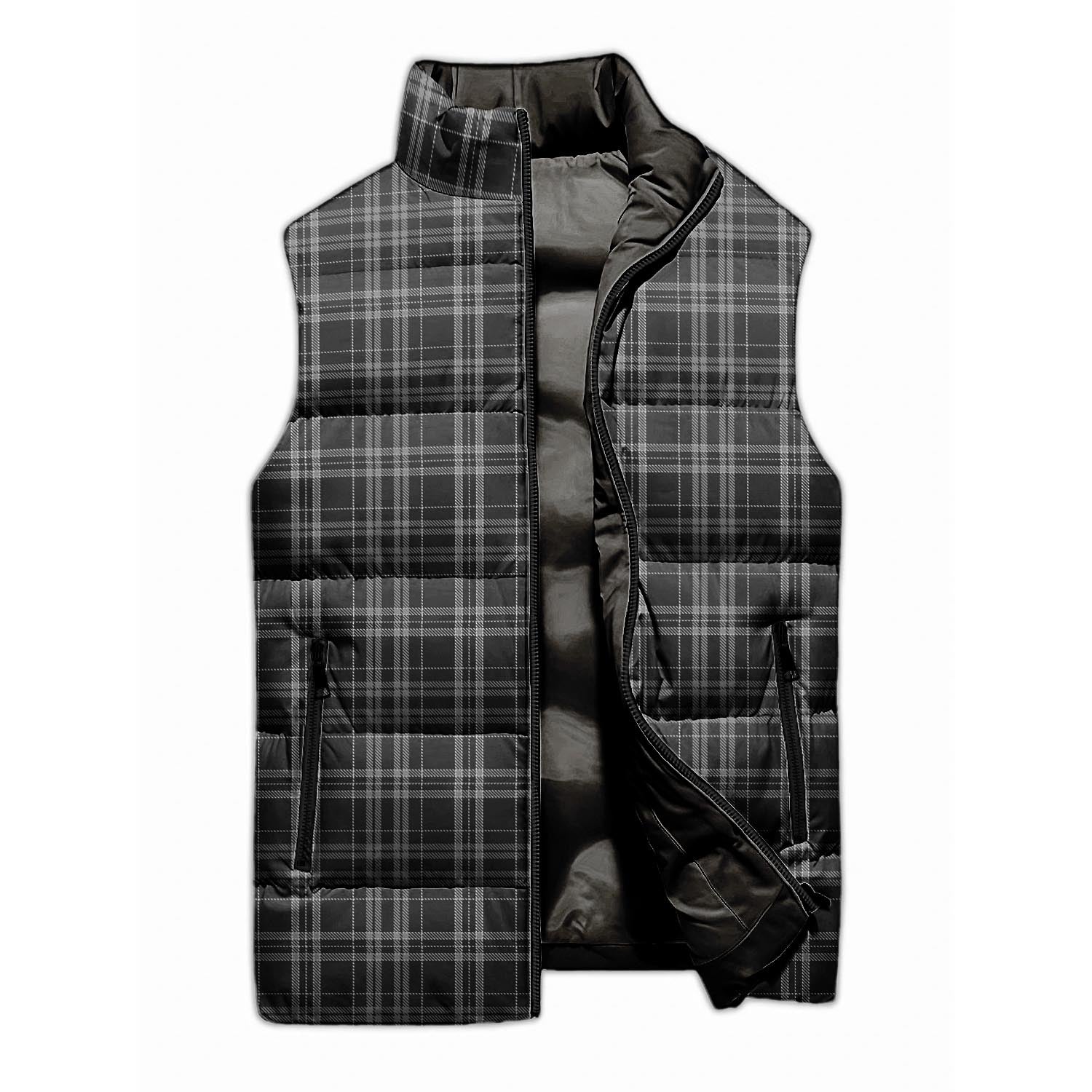 Clergy Grey Tartan Sleeveless Puffer Jacket - Tartanvibesclothing