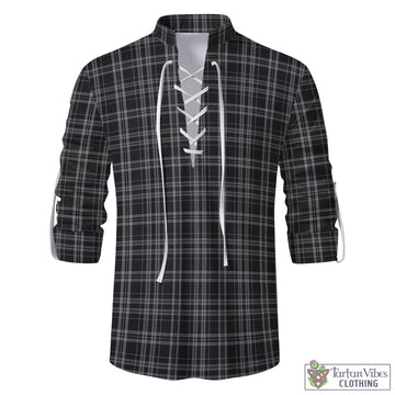 Clergy Grey Tartan Men's Scottish Traditional Jacobite Ghillie Kilt Shirt