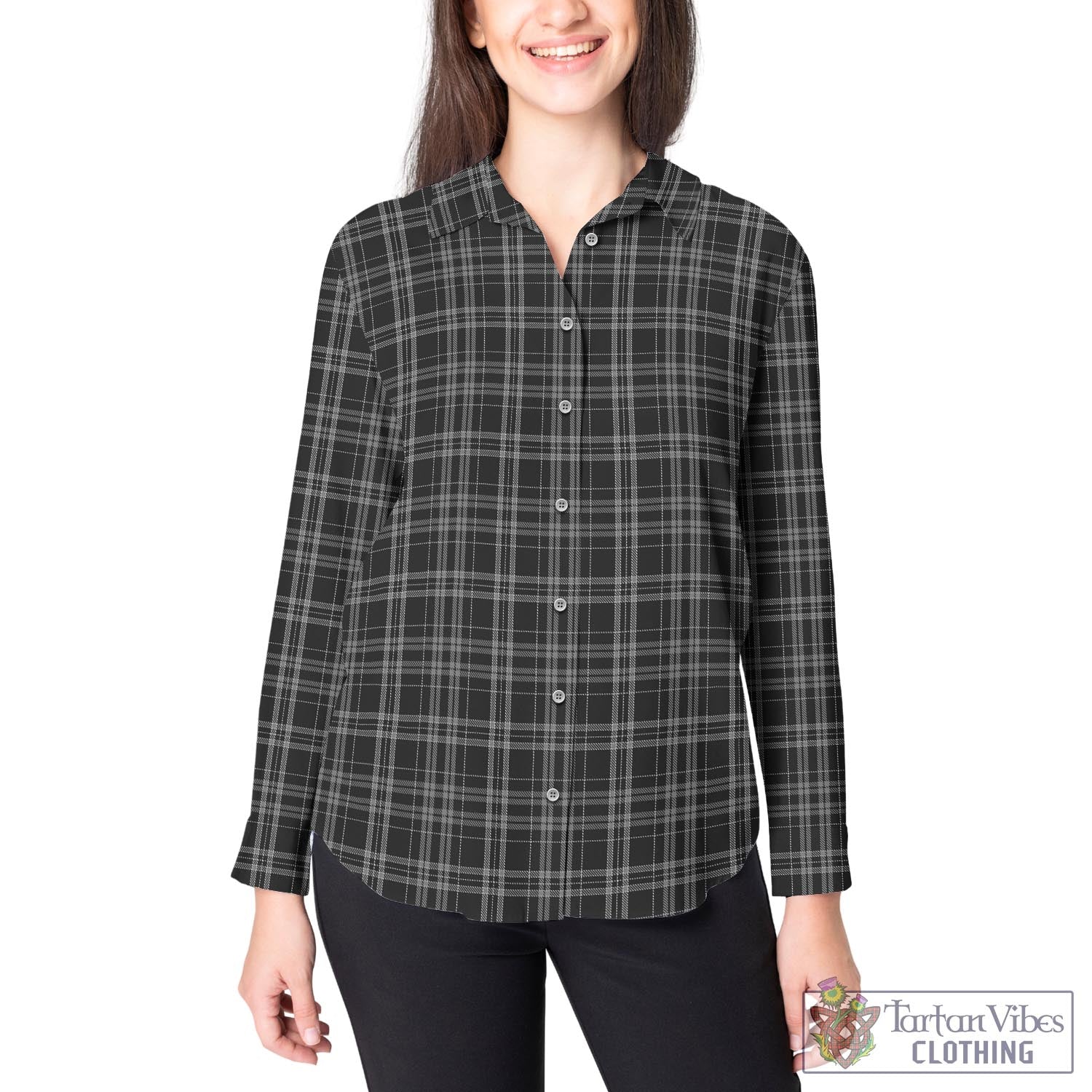 Clergy Grey Tartan Womens Casual Shirt