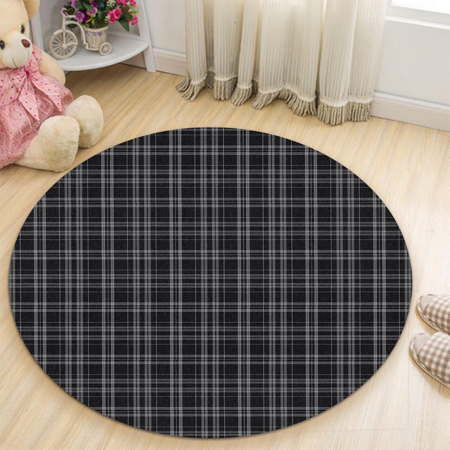 Clergy Grey Tartan Round Rug - Tartanvibesclothing