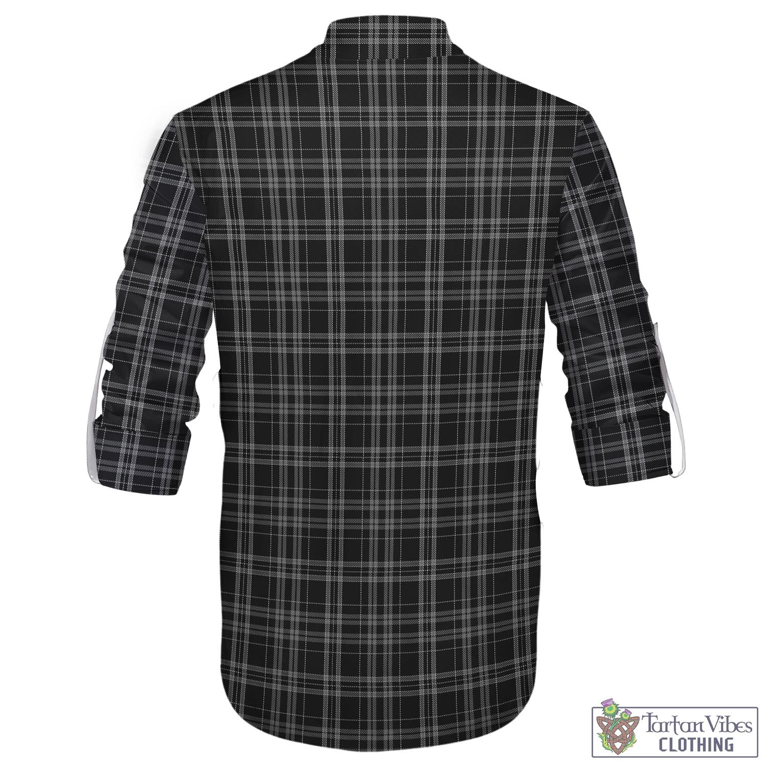 Tartan Vibes Clothing Clergy Grey Tartan Men's Scottish Traditional Jacobite Ghillie Kilt Shirt