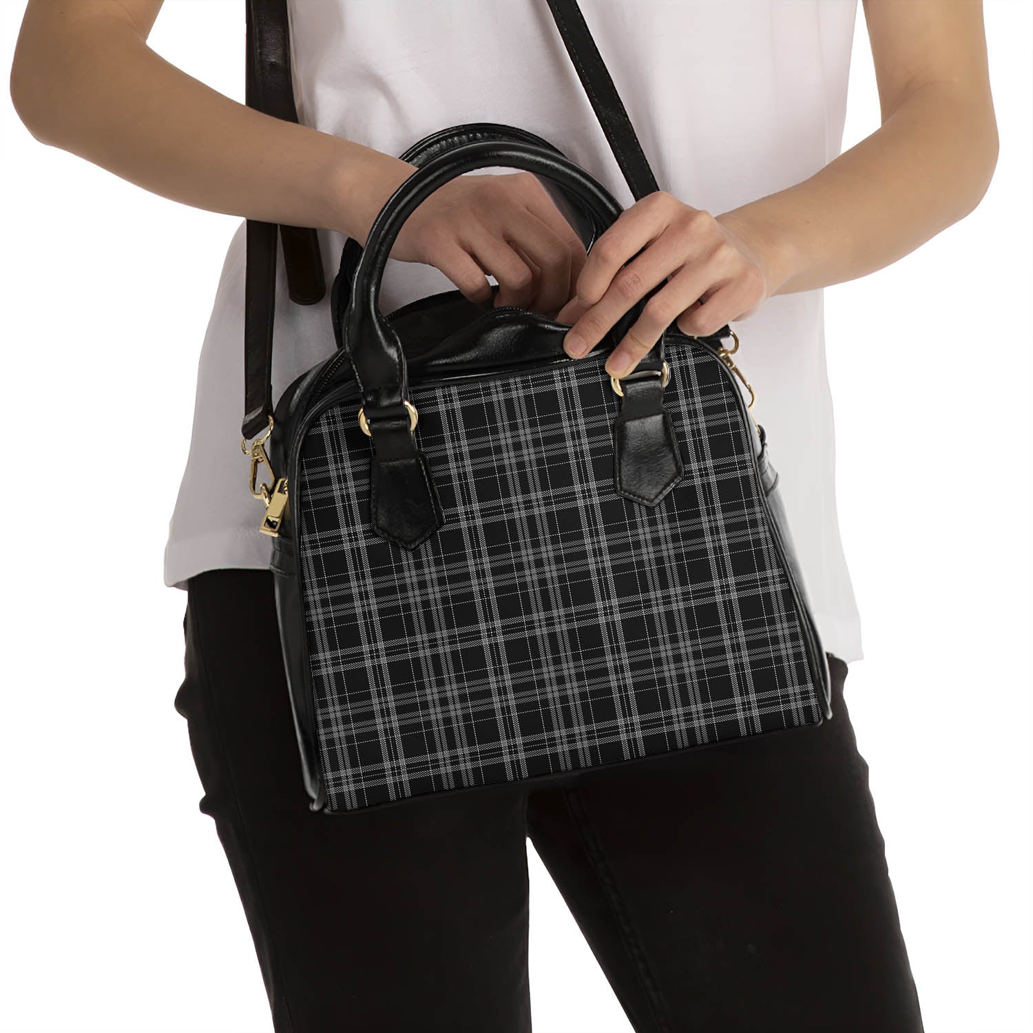 Clergy Grey Tartan Shoulder Handbags - Tartanvibesclothing