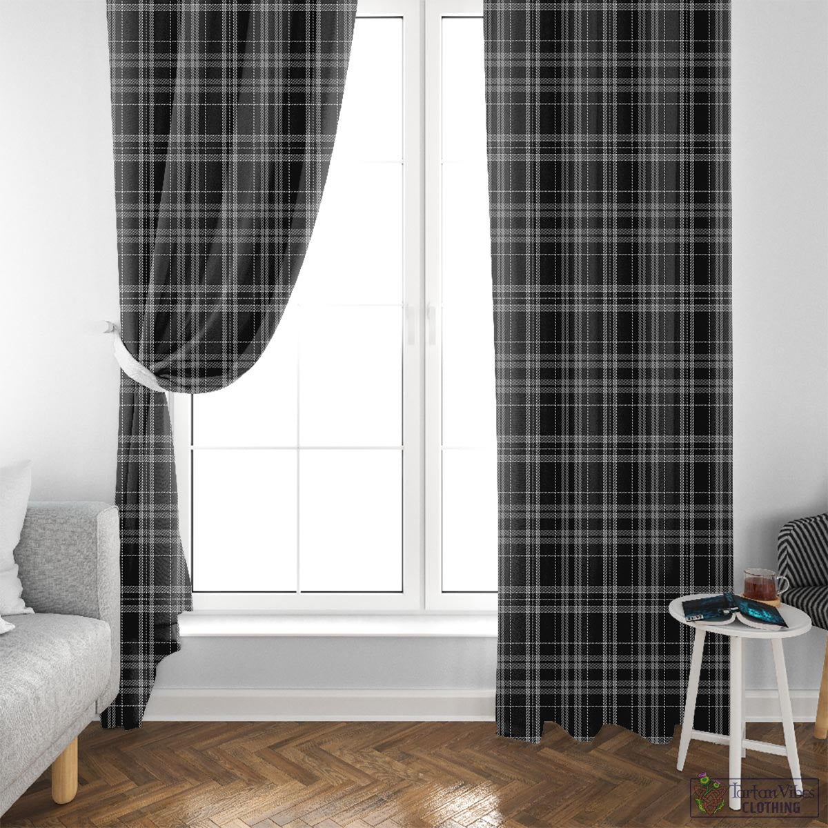 Clergy Grey Tartan Window Curtain