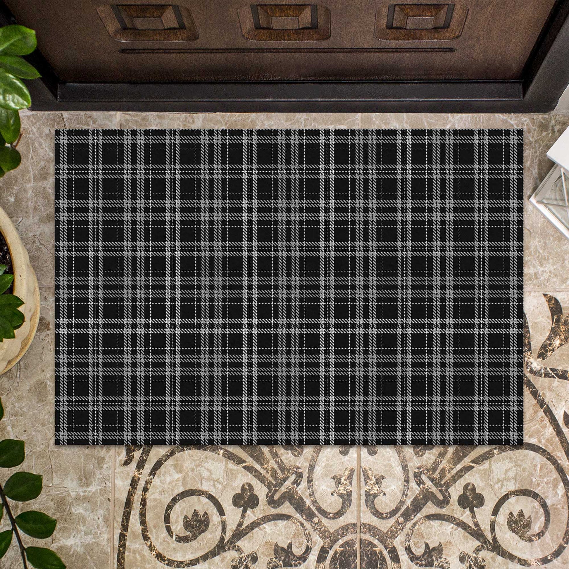 Clergy Grey Tartan Door Mat - Tartanvibesclothing