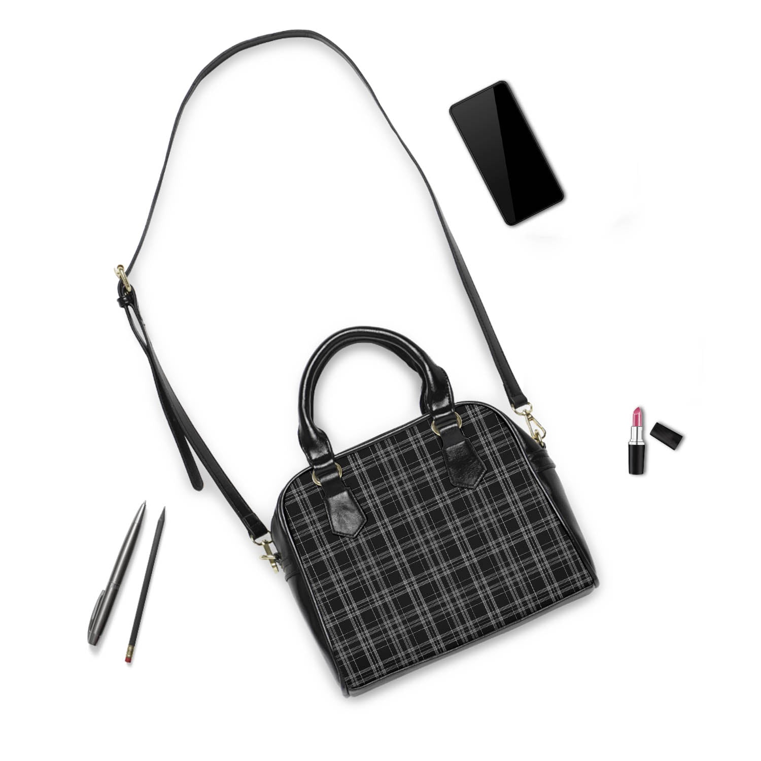 Clergy Grey Tartan Shoulder Handbags - Tartanvibesclothing