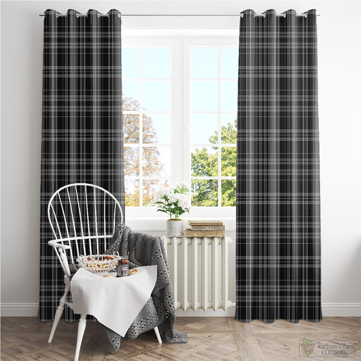 Clergy Grey Tartan Window Curtain