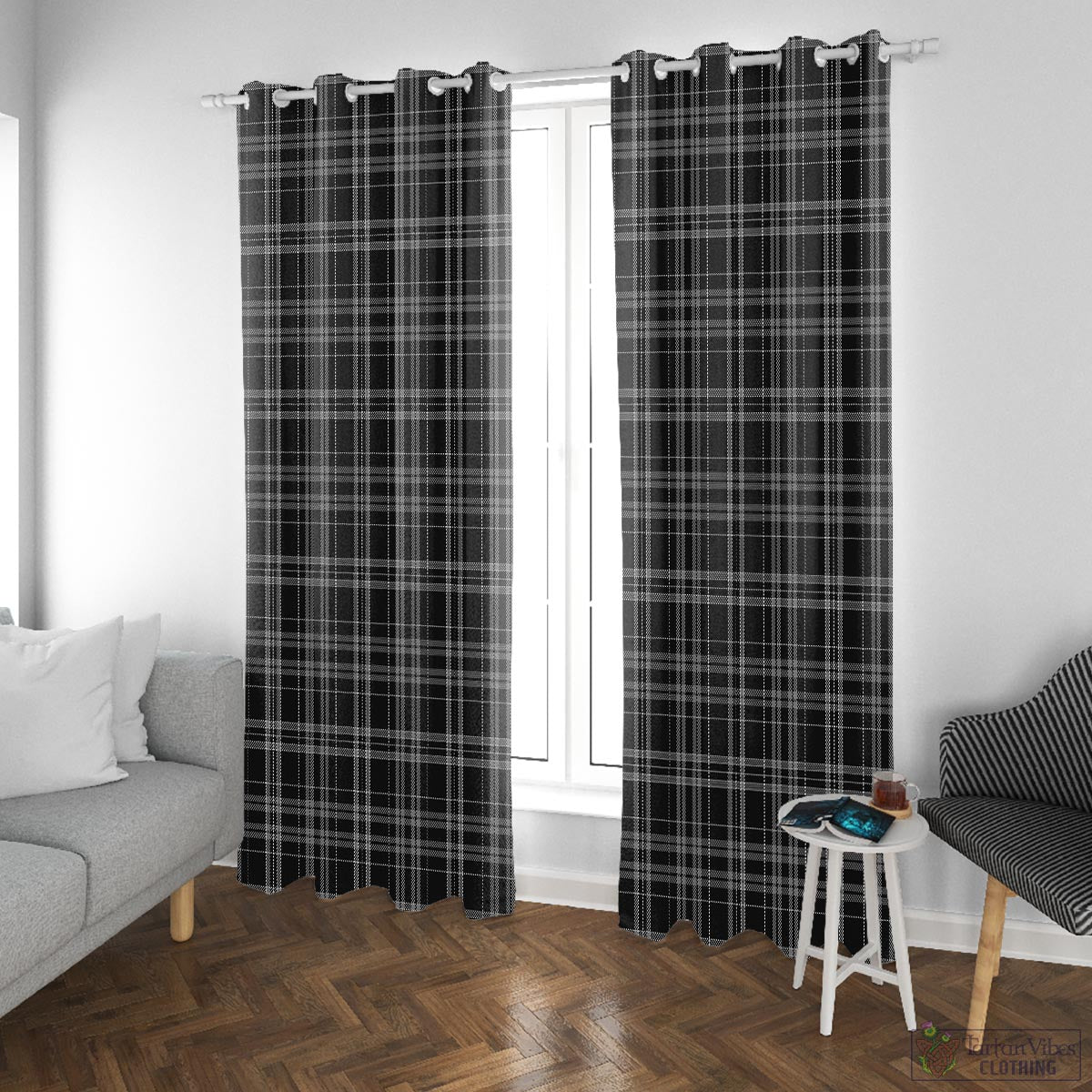 Clergy Grey Tartan Window Curtain