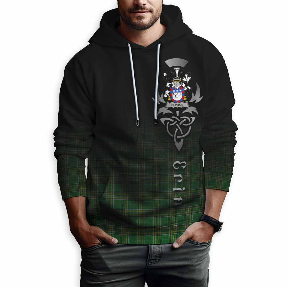 Clinton Irish Clan Hoodie with Coat of Arms Erin Go Bragh Celtic Inspired Pullover Hoodie - Tartan Vibes Clothing