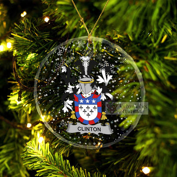 Clinton Irish Clan Christmas Glass Ornament with Coat of Arms