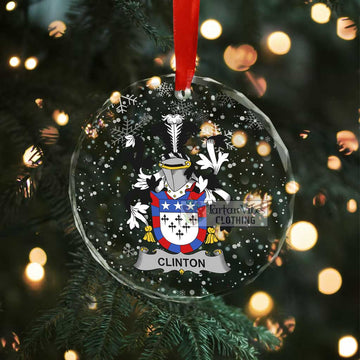 Clinton Irish Clan Christmas Glass Ornament with Coat of Arms