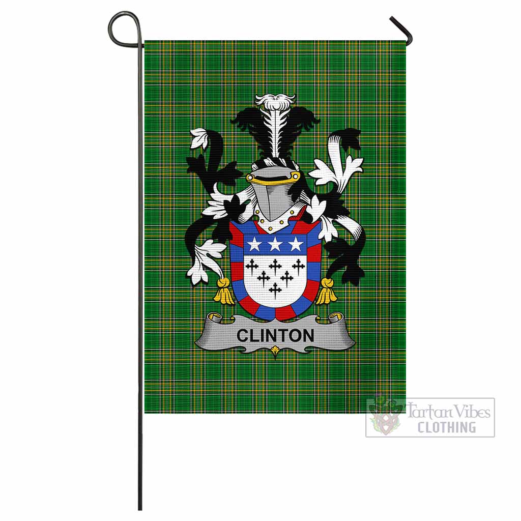 Tartan Vibes Clothing Clinton Irish Clan Flag with Coat of Arms