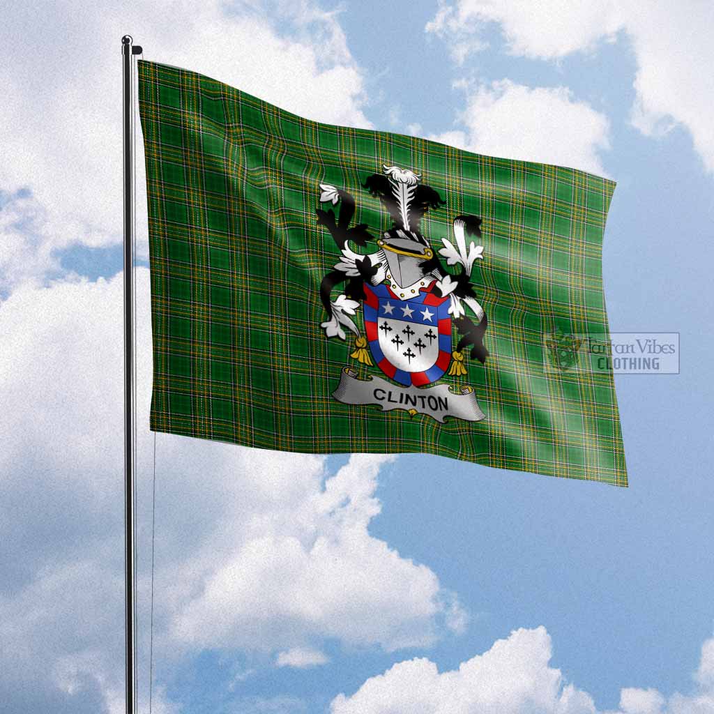 Tartan Vibes Clothing Clinton Irish Clan Flag with Coat of Arms