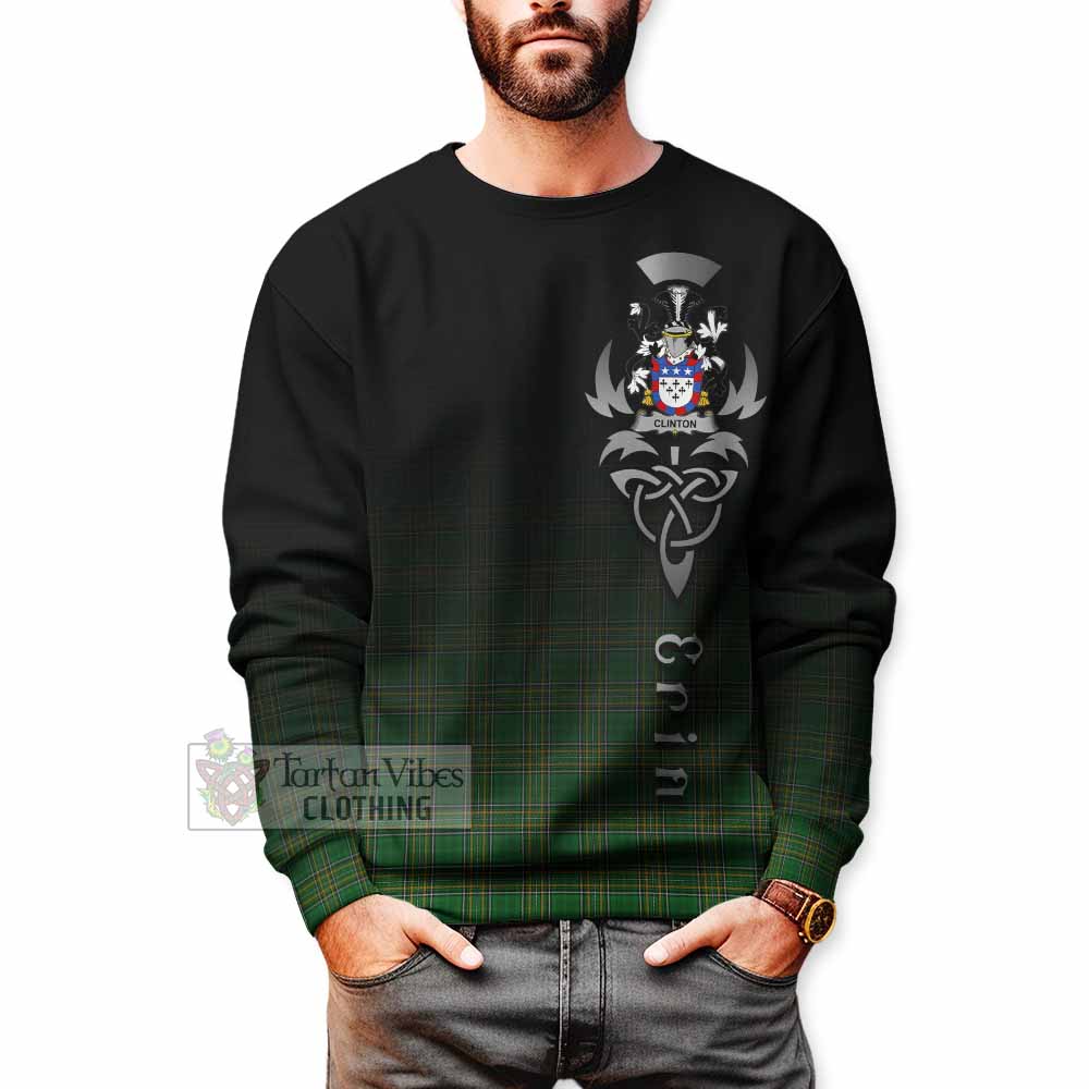 Clinton Irish Clan Sweatshirt with Coat of Arms Erin Go Bragh Celtic Inspired - Tartan Vibes Clothing