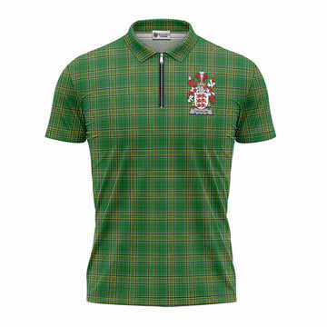 Cochlan Irish Clan Tartan Zipper Polo Shirt with Coat of Arms