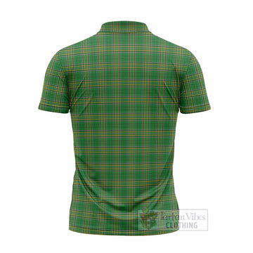 Cochlan Irish Clan Tartan Zipper Polo Shirt with Coat of Arms