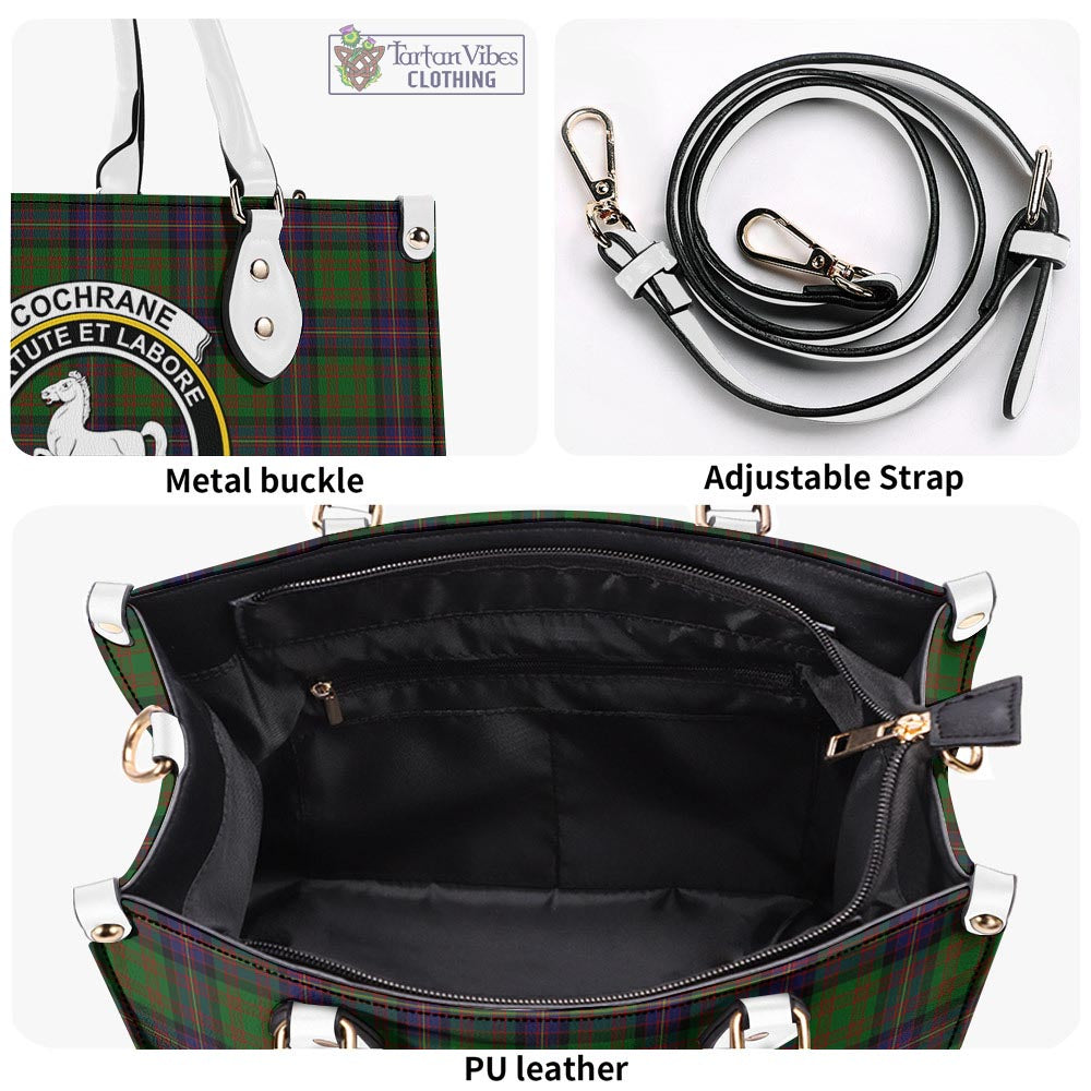 Tartan Vibes Clothing Cochrane Tartan Luxury Leather Handbags with Family Crest