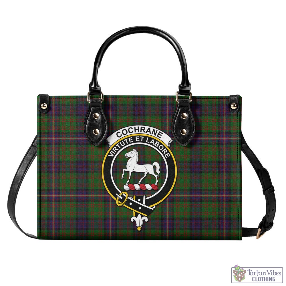 Tartan Vibes Clothing Cochrane Tartan Luxury Leather Handbags with Family Crest