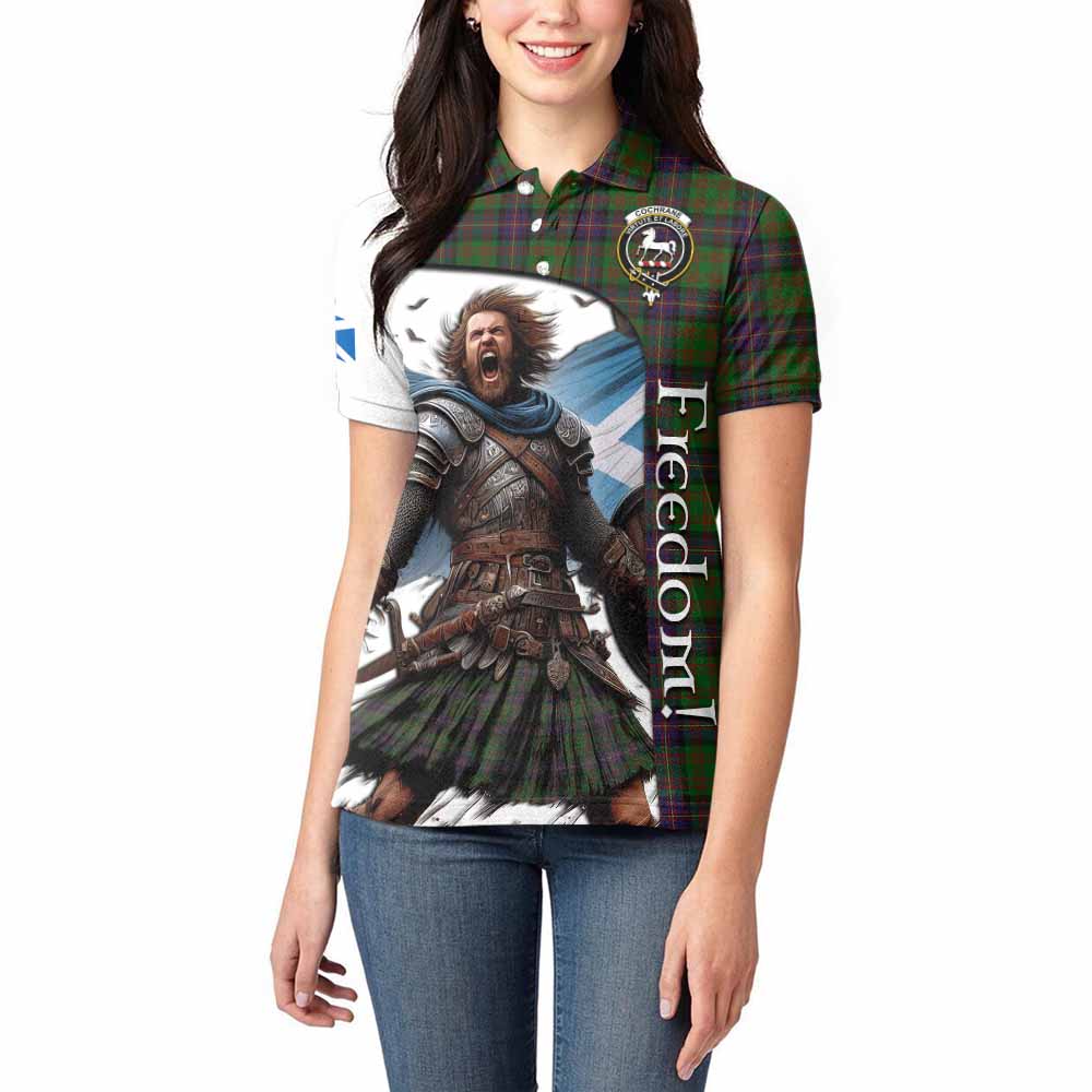 Tartan Vibes Clothing Cochrane Crest Tartan Women's Polo Shirt Inspired by the Freedom of Scottish Warrior