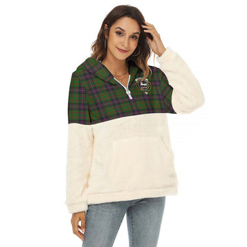 Cochrane Tartan Women's Borg Fleece Hoodie With Half Zip with Family Crest