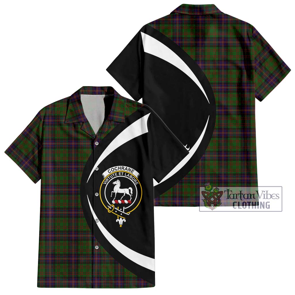 Cochrane Tartan Short Sleeve Button Up with Family Crest Circle Style Kid - Tartan Vibes Clothing