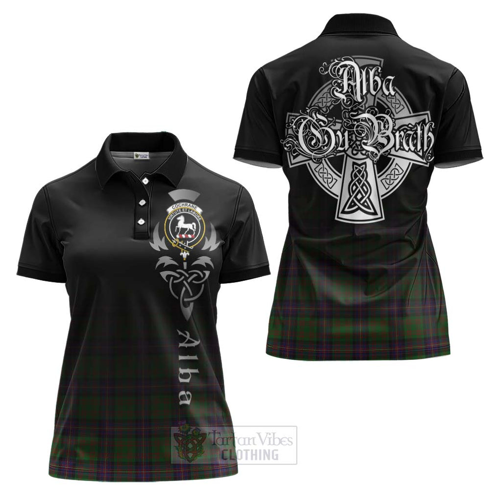 Tartan Vibes Clothing Cochrane Tartan Women's Polo Shirt Featuring Alba Gu Brath Family Crest Celtic Inspired