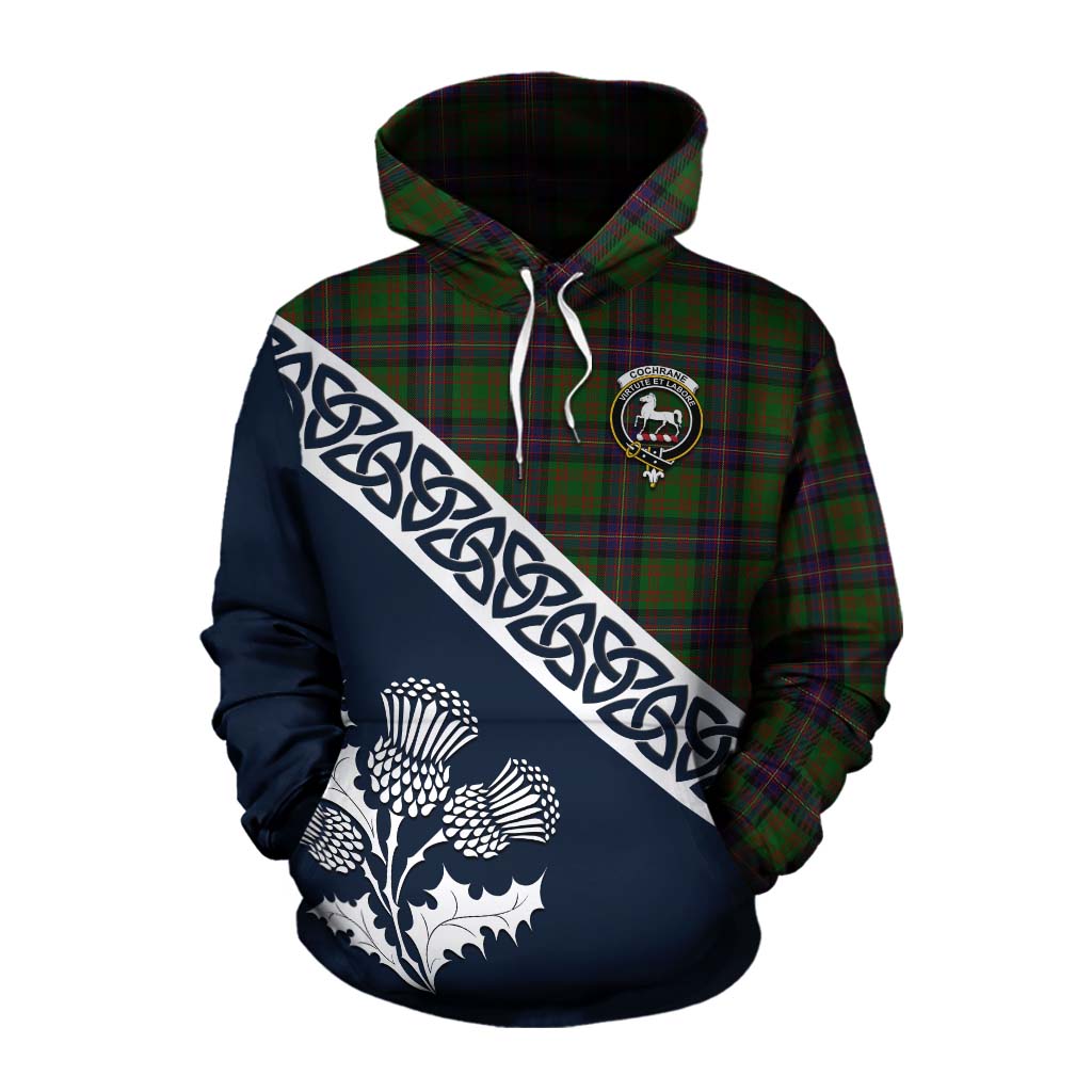 Tartan Vibes Clothing Cochrane Tartan Cotton Hoodie Featuring Thistle and Scotland Map