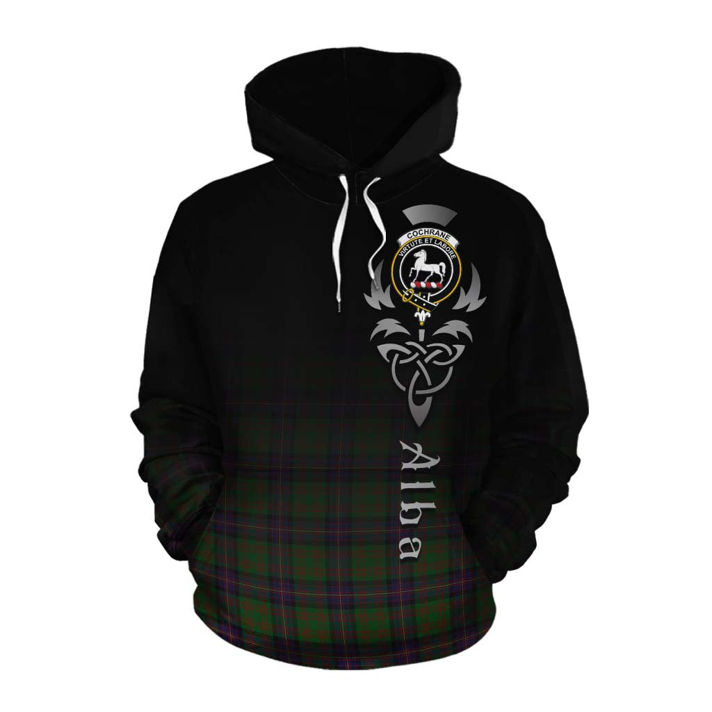 Tartan Vibes Clothing Cochrane Tartan Cotton Hoodie Featuring Alba Gu Brath Family Crest Celtic Inspired