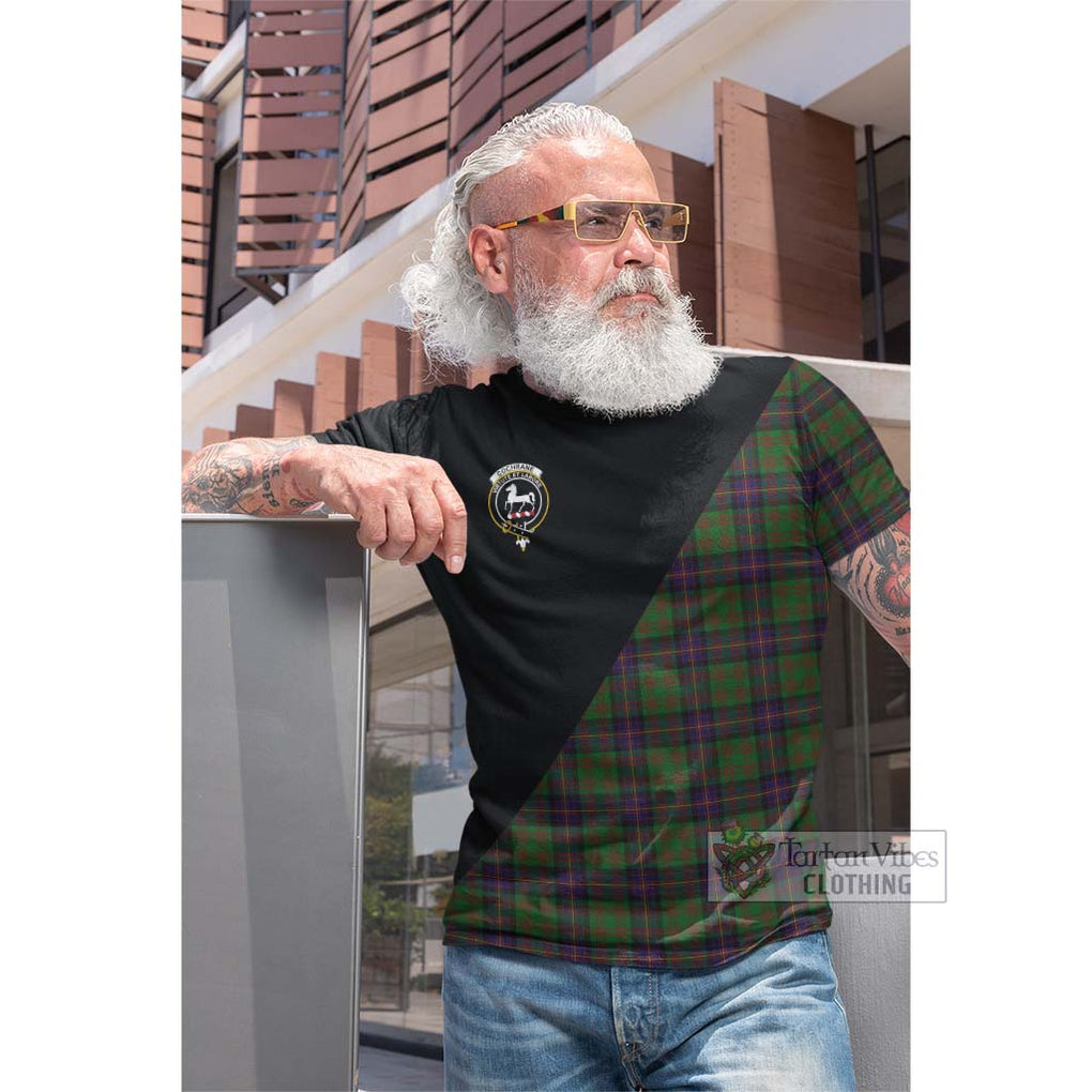 Tartan Vibes Clothing Cochrane Tartan Cotton T-shirt with Family Crest and Military Logo Style