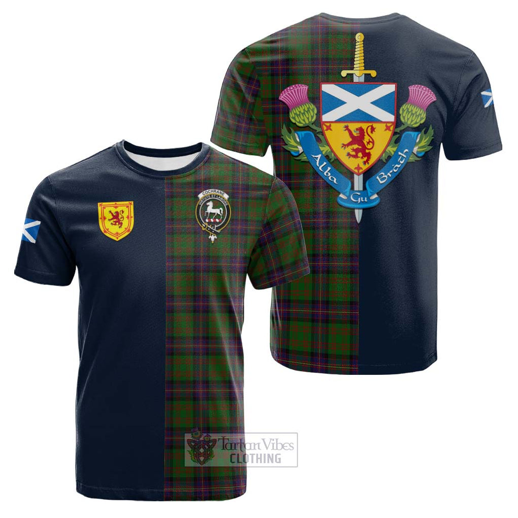 Tartan Vibes Clothing Cochrane Tartan Cotton T-shirt with Scottish Lion Royal Arm Half Style