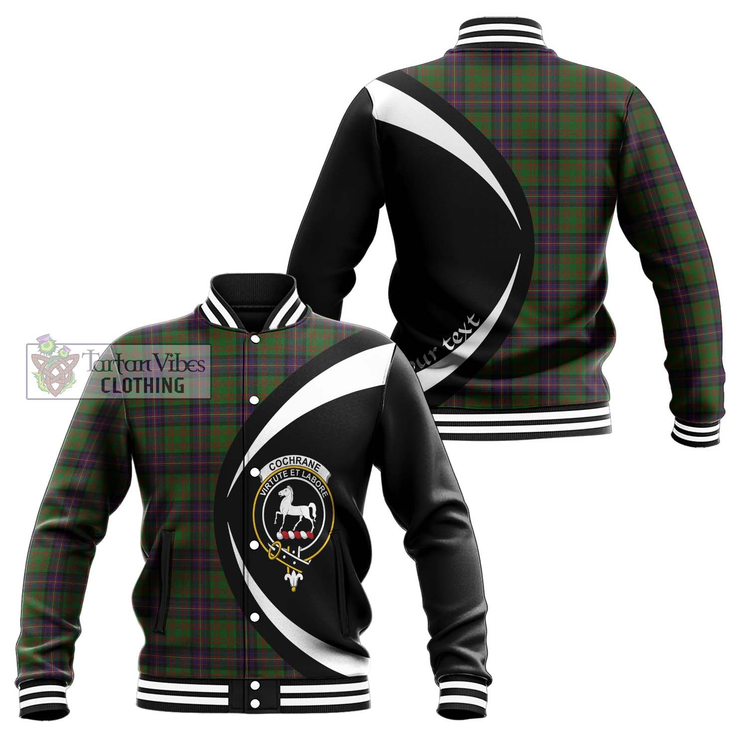 Cochrane Tartan Baseball Jacket with Family Crest Circle Style Unisex - Tartan Vibes Clothing