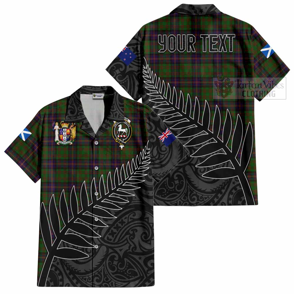 Tartan Vibes Clothing Cochrane Crest Tartan Short Sleeve Button Shirt with New Zealand Silver Fern Half Style