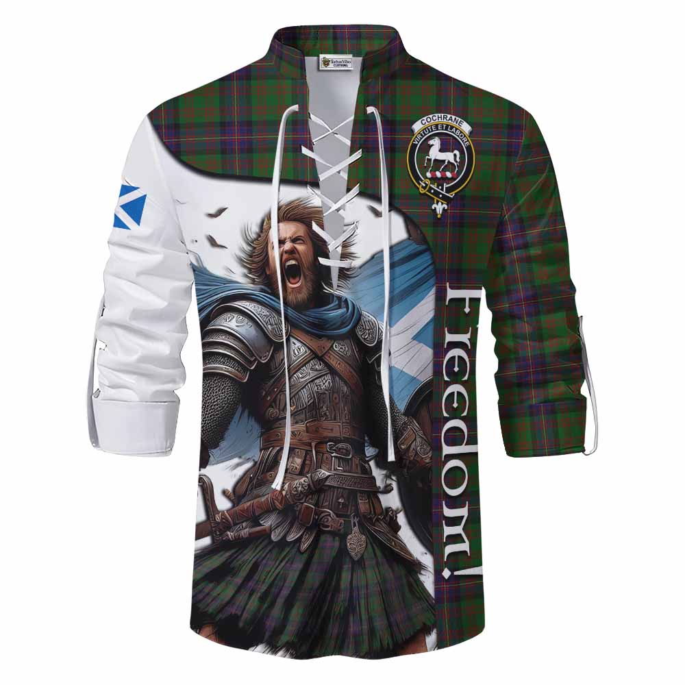 Tartan Vibes Clothing Cochrane Crest Tartan Ghillie Kilt Shirt Inspired by the Freedom of Scottish Warrior