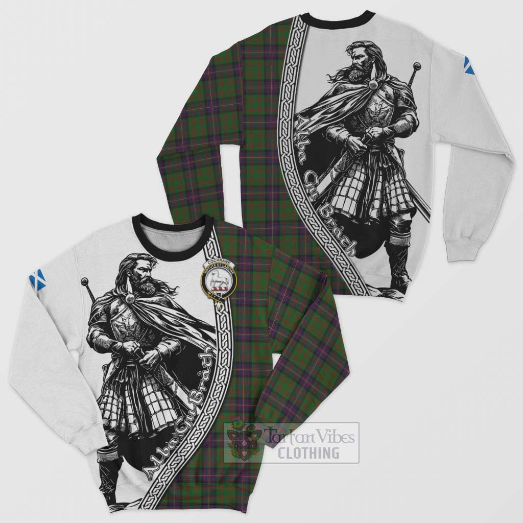 Tartan Vibes Clothing Cochrane Tartan Clan Crest Sweatshirt with Highlander Warrior Celtic Style