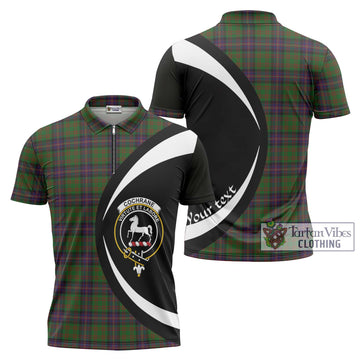 Cochrane Tartan Zipper Polo Shirt with Family Crest Circle Style