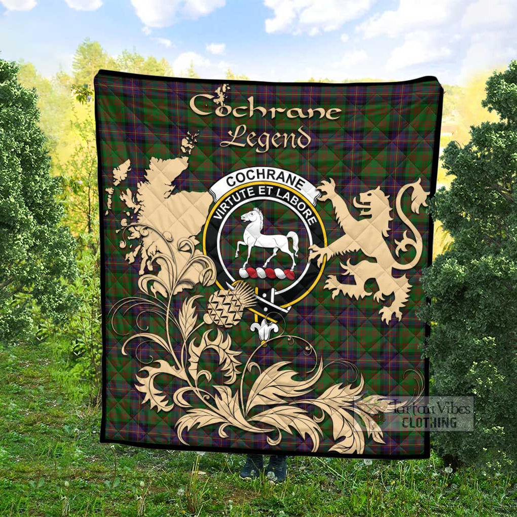 Tartan Vibes Clothing Cochrane Tartan Quilt with Family Crest and Scottish Symbol Style