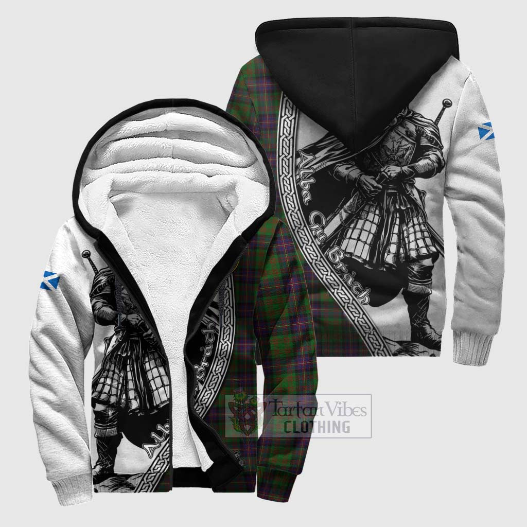 Tartan Vibes Clothing Cochrane Tartan Clan Crest Sherpa Hoodie with Highlander Warrior Celtic Style