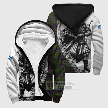 Cochrane Tartan Clan Crest Sherpa Hoodie with Highlander Warrior Celtic Style