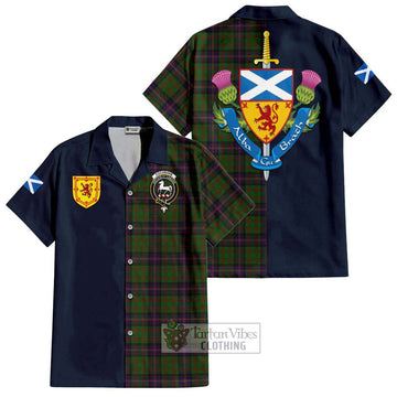 Cochrane Tartan Short Sleeve Button Shirt Alba with Scottish Lion Royal Arm Half Style