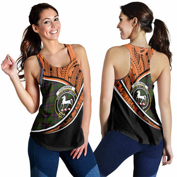 Cochrane Crest Tartan Women's Racerback Tanks with Polynesian Vibes Style - Orange Version