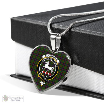 Cochrane Tartan Heart Necklace with Family Crest