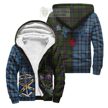 Cochrane Tartan Sherpa Hoodie Happy St. Andrew's Day Half Tartan Style