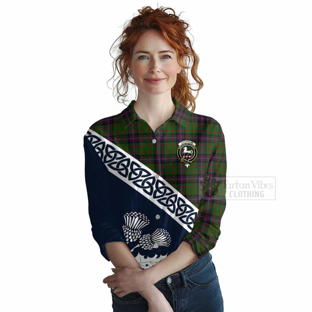 Tartan Vibes Clothing Cochrane Tartan Women's Casual Shirt Featuring Thistle and Scotland Map