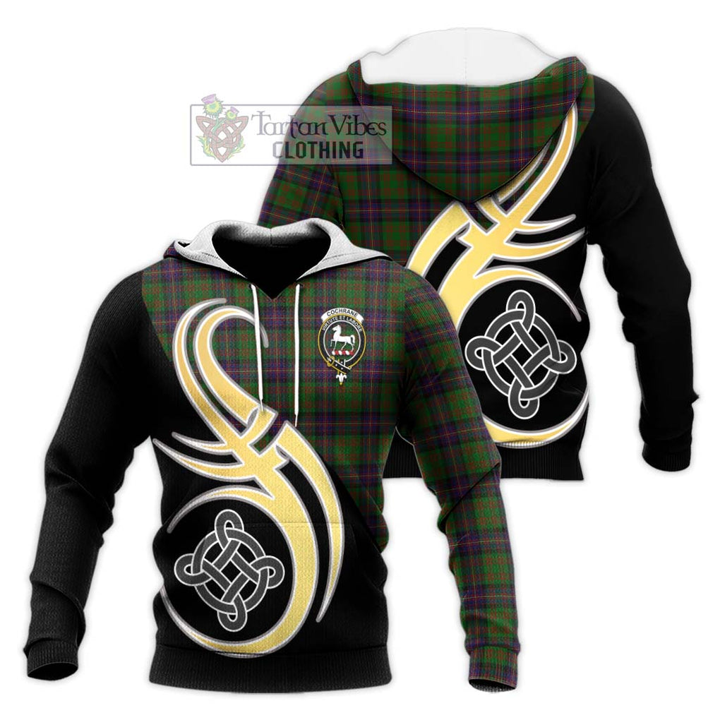 Cochrane Tartan Knitted Hoodie with Family Crest and Celtic Symbol Style Unisex Knitted Pullover Hoodie - Tartan Vibes Clothing