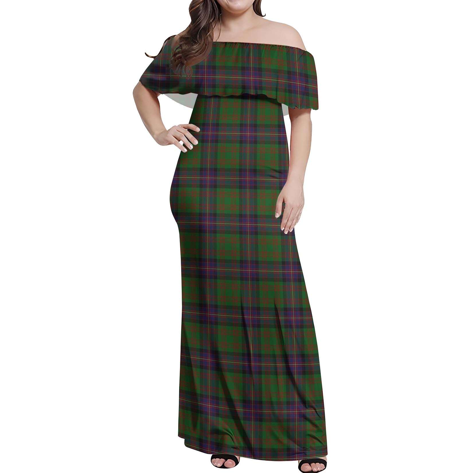 Cochrane Tartan Off Shoulder Long Dress Women's Dress - Tartanvibesclothing