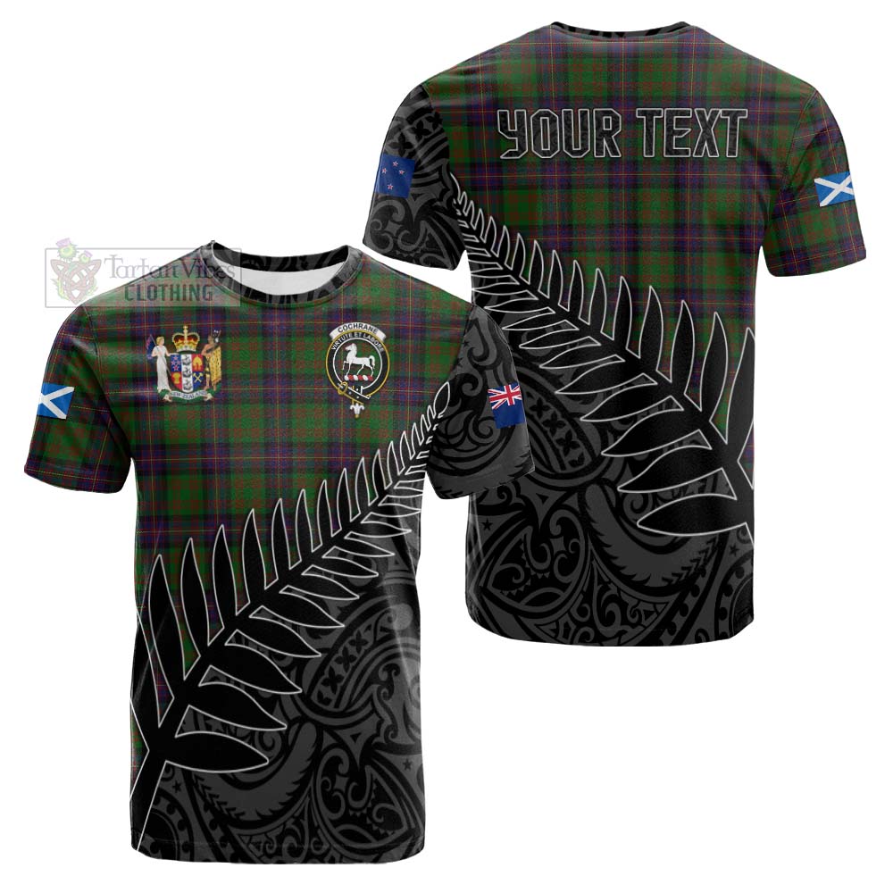 Tartan Vibes Clothing Cochrane Crest Tartan Cotton T-shirt with New Zealand Silver Fern Half Style