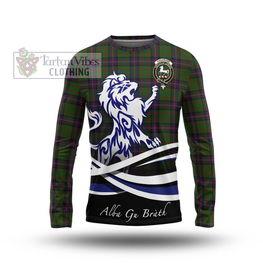 Cochrane Tartan Long Sleeve T-Shirt with Alba Gu Brath Regal Lion Emblem Unisex - Tartanvibesclothing Shop